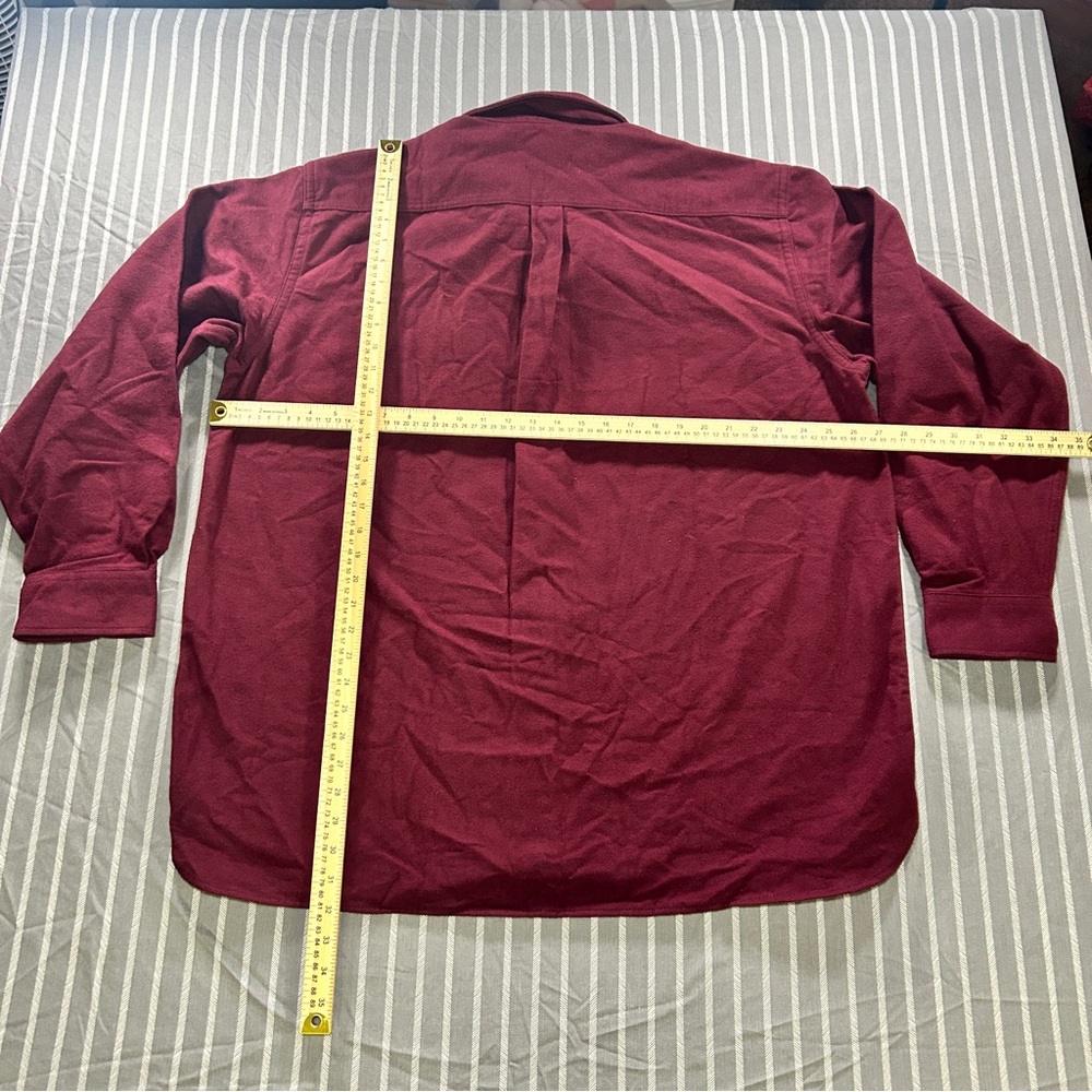 LL Bean Shirt Mens XL Red Chamois Heavy Thick Flannel Button Up Shacket - Picture 3 of 3